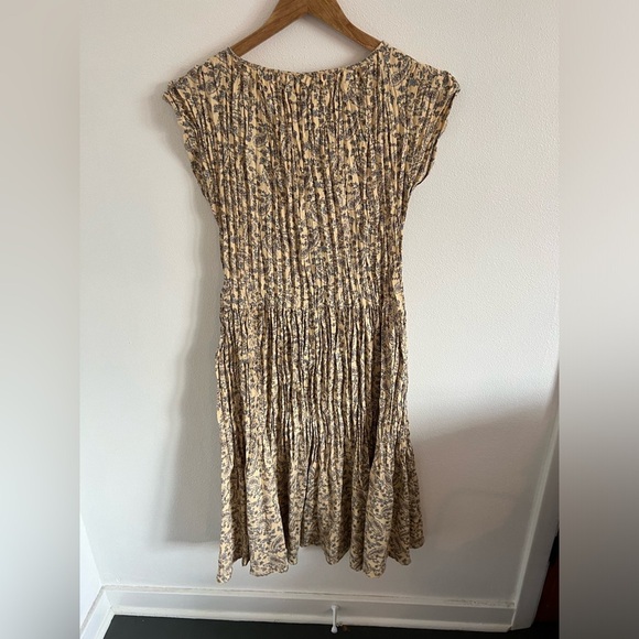 ines de la fressange x Uniqlo Yellow Floral Pleated Dress, size small - Picture 2 of 4